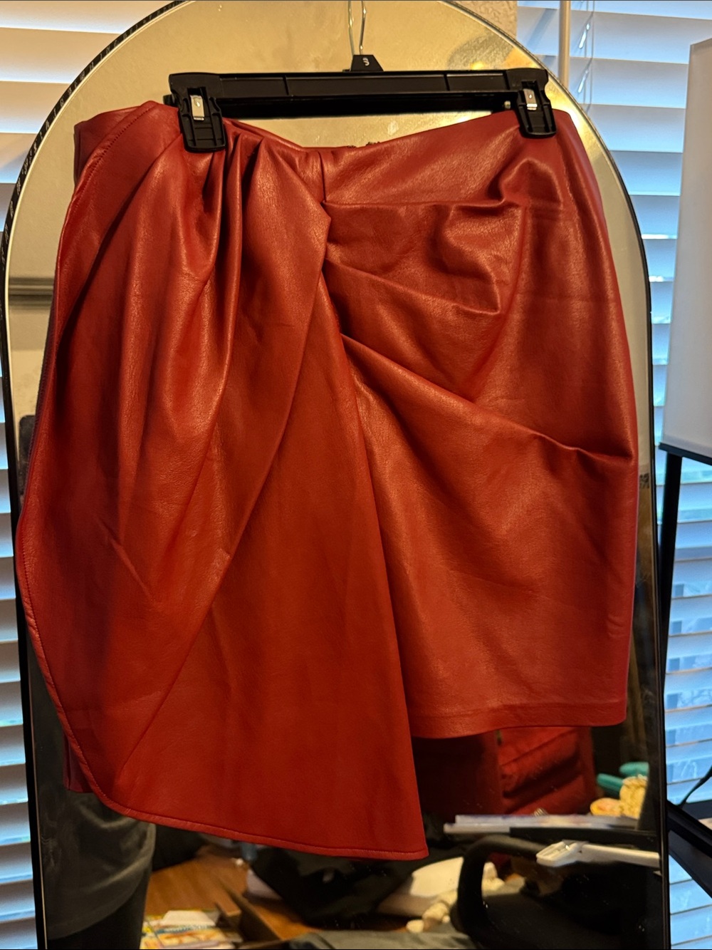Eloquii Red Faux Leather Draped Women's Skirt